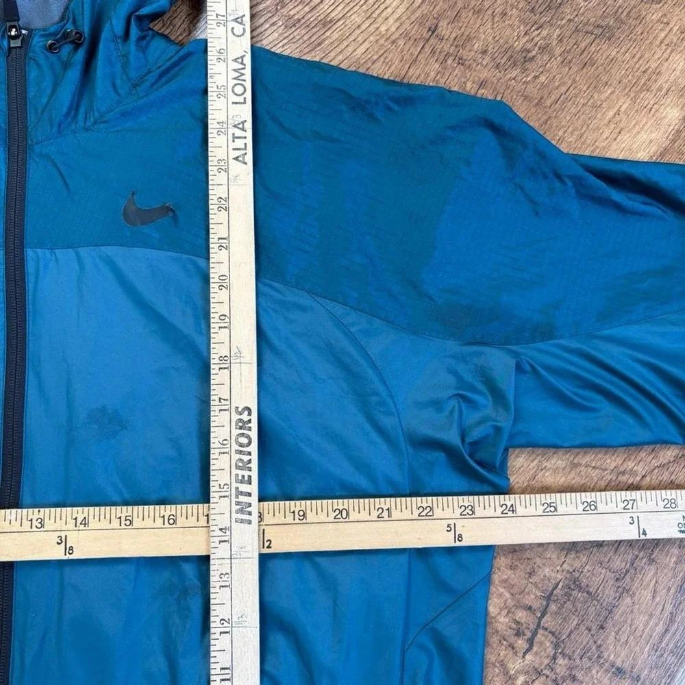 🌲 gorpcore nike teal windbreaker jacket sz Large w/ flaw see pic